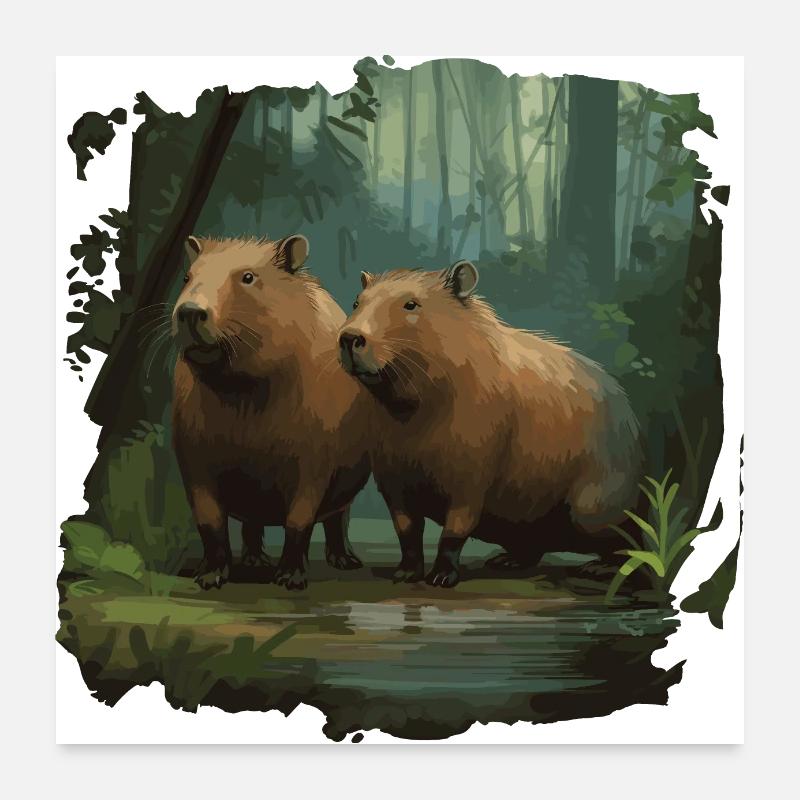 Capybaras capybara Poster 60 x 60 cm