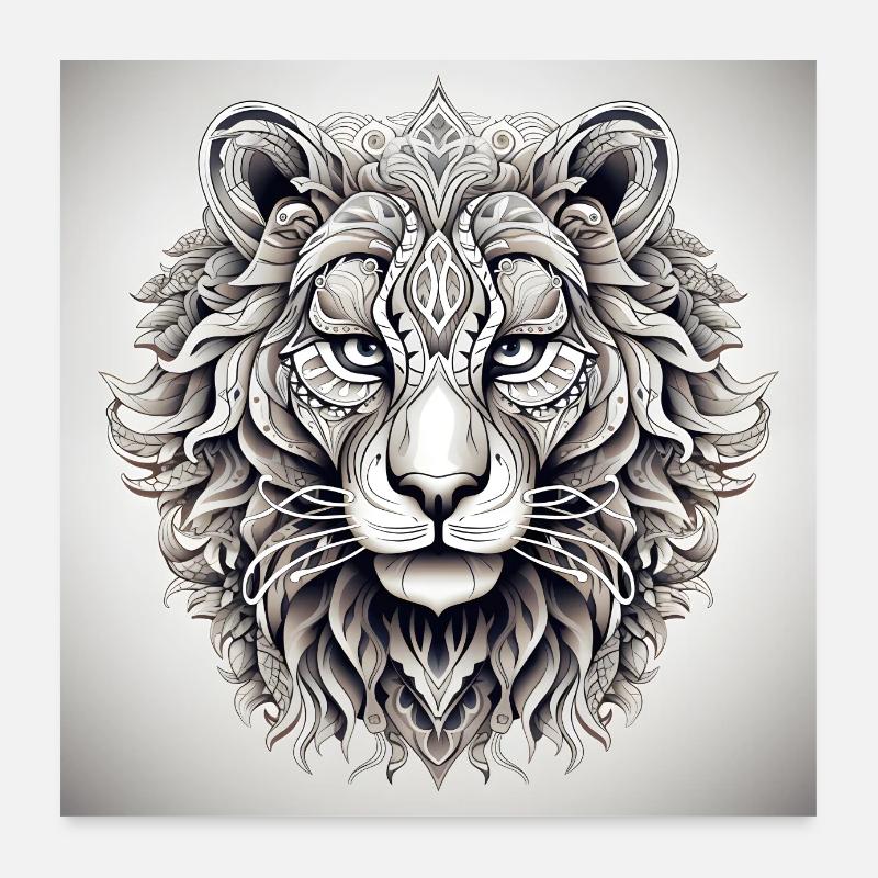 MyCuteLion_2 - Poster 60x60 cm - Weiß