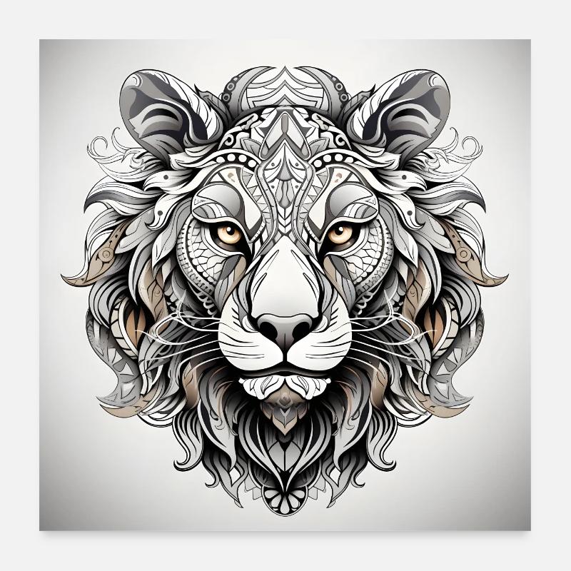 MyCuteLion_4 - Poster 60 x 60 cm - blanc