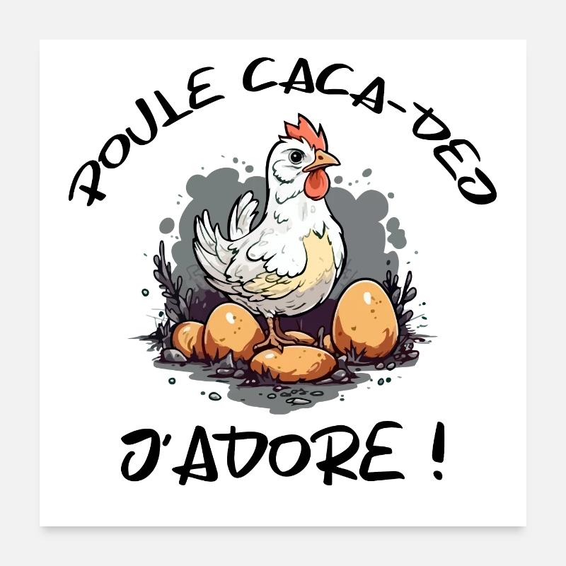 Poule caca déjeuner Poster 60 x 60 cm
