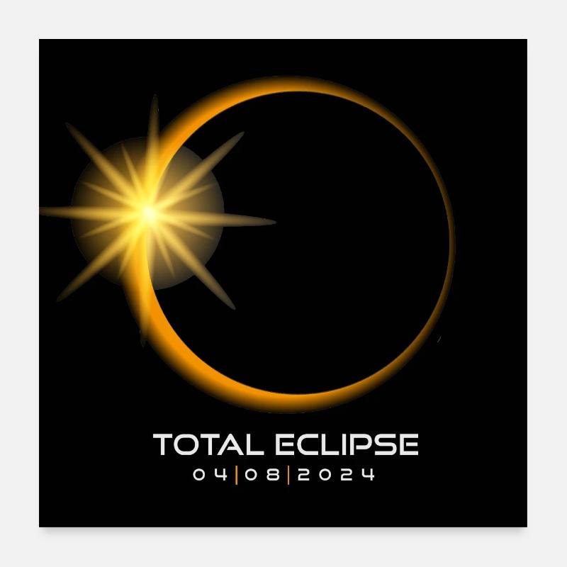 Eclipse 2024 Souvenir April 8 Cool Memento Poster 24" x 24" (60x60 cm)