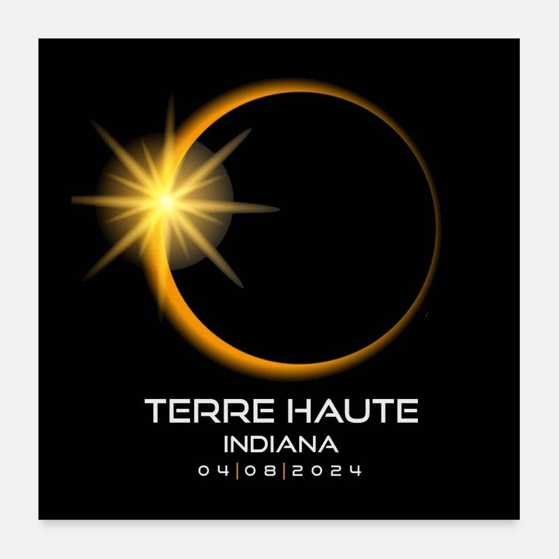 Terre Haute Indiana Eclipse 2024 Souvenir 8. April Poster 60x60 cm