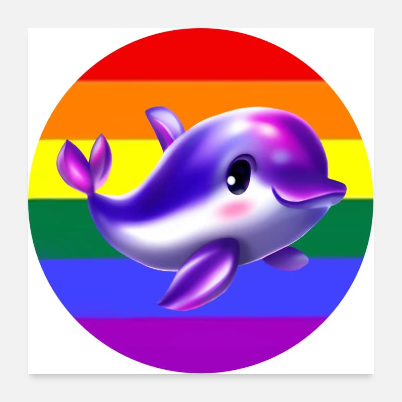 Dolphin LGBT Pride Poster 60 x 60 cm