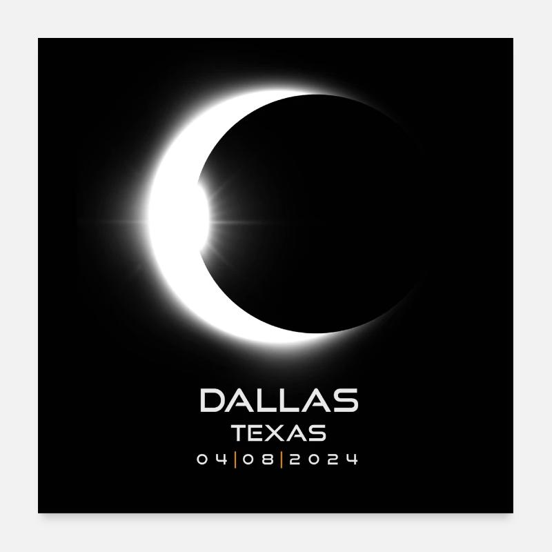Dallas Texas Eclipse 2024 Souvenir Cool Memento Poster 24" x 24" (60x60 cm)