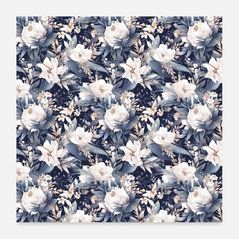 Roses Seamless Pattern Beautiful Elegant Aesthetic Poster 24" x 24" (60x60 cm)