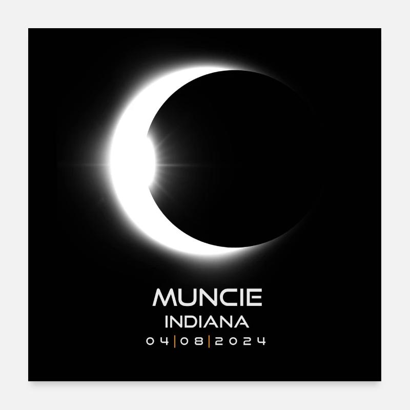 Muncie Indiana Eclipse 2024 Souvenir Cool Memento Poster 24" x 24" (60x60 cm)