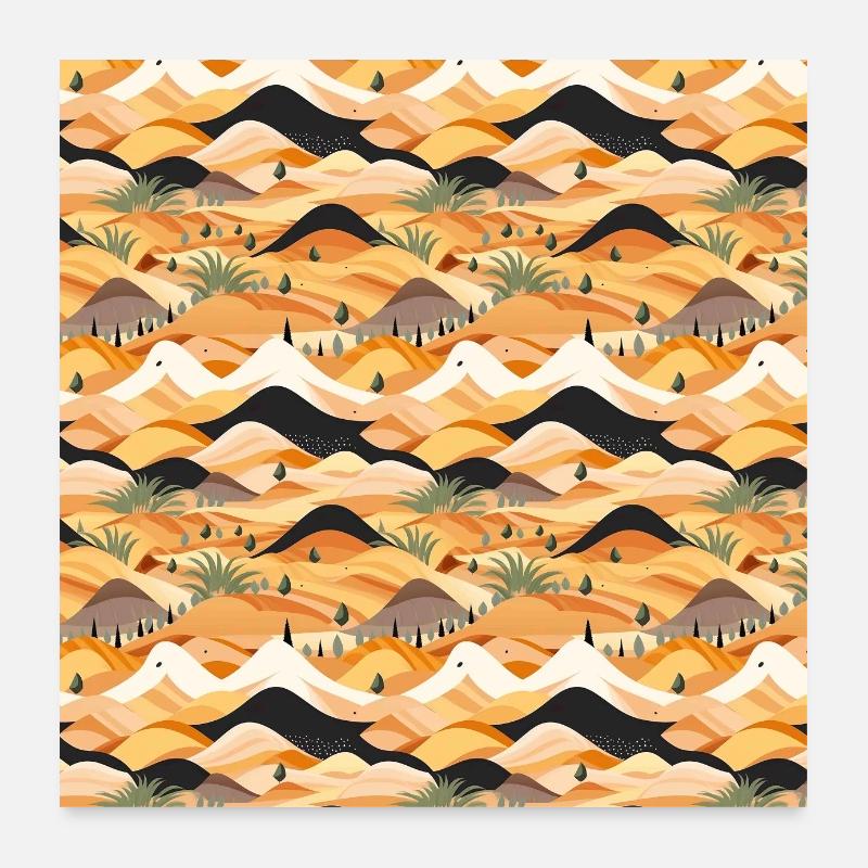 Desert Seamless Pattern Sand Sahara Dunes Arabic Poster 24" x 24" (60x60 cm)