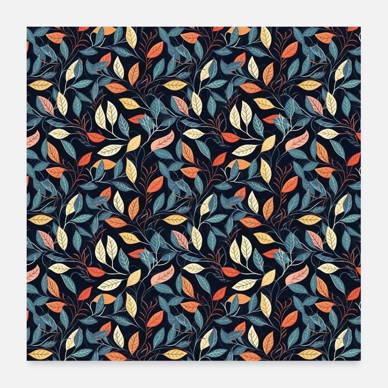 Leaves Seamless Pattern Leaf Foliage Nature Print Poster 24" x 24" (60x60 cm)
