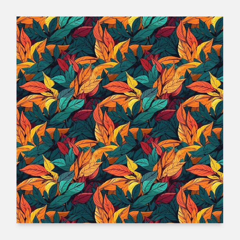 Leaves Seamless Pattern Leaf Foliage Nature Print Poster 24" x 24" (60x60 cm)