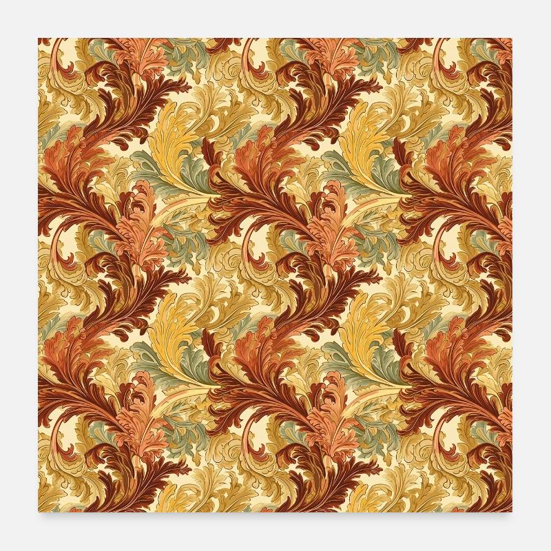 Leaves Seamless Pattern Leaf Foliage Nature Print Poster 24" x 24" (60x60 cm)