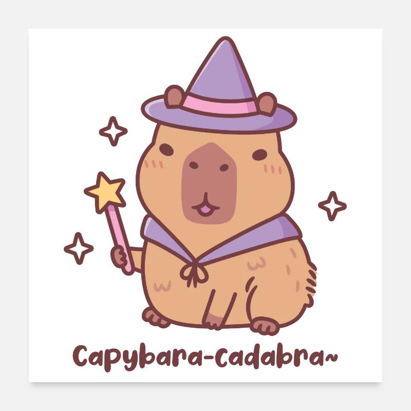 Cute Capybara Wizard Capybaracadabra Funny Pun Poster 24" x 24" (60x60 cm)