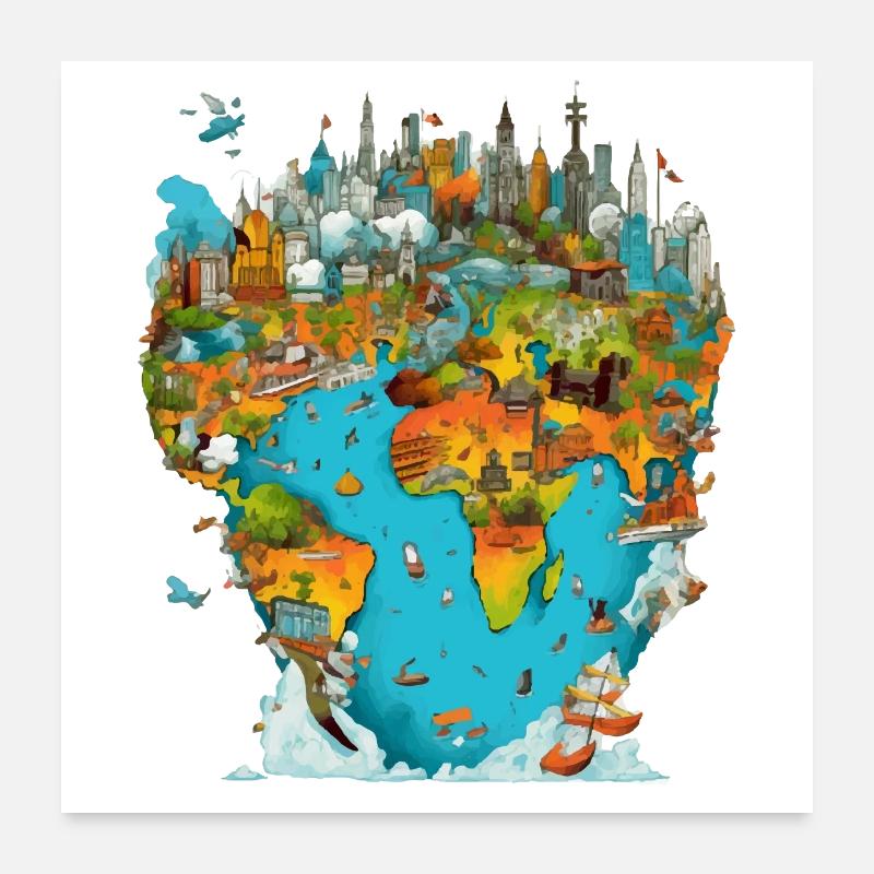 Les monuments du monde n°3 Poster 60 x 60 cm