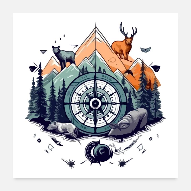 Compass and nature Poster 24" x 24" (60x60 cm)