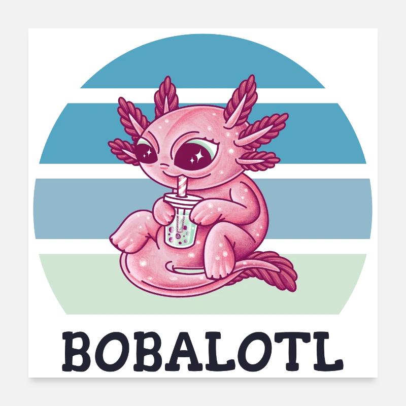 Boba Bubble Tea Axolotl Bobalotl Poster 60 x 60 cm