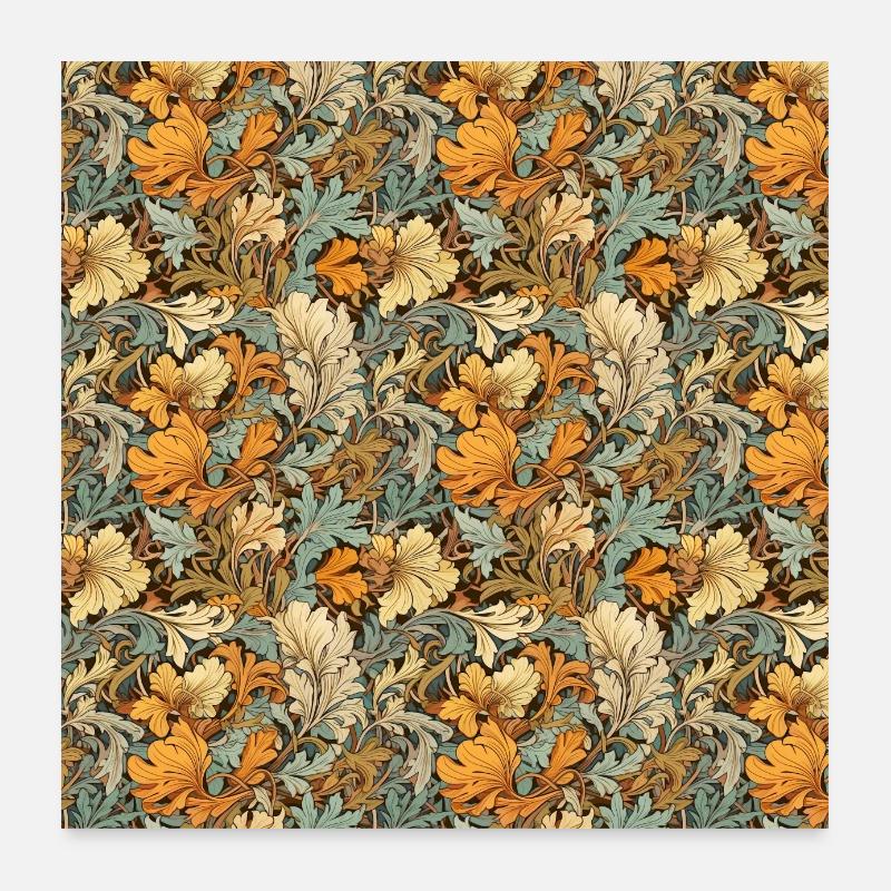 Leaves Seamless Pattern Leaf Foliage Nature Print Poster 24" x 24" (60x60 cm)