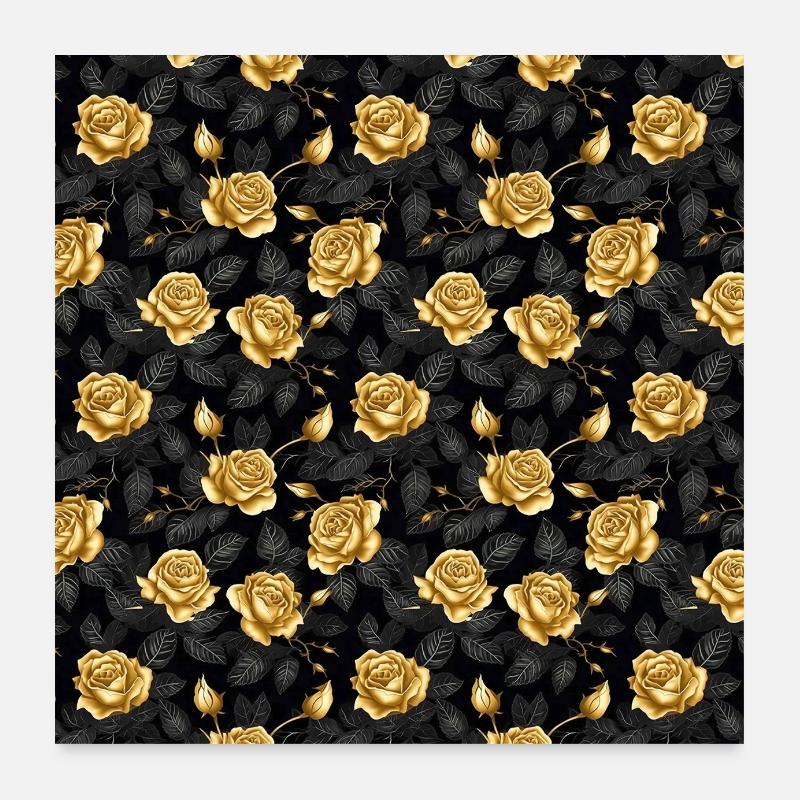 Roses Seamless Pattern Beautiful Elegant Aesthetic Poster 24" x 24" (60x60 cm)