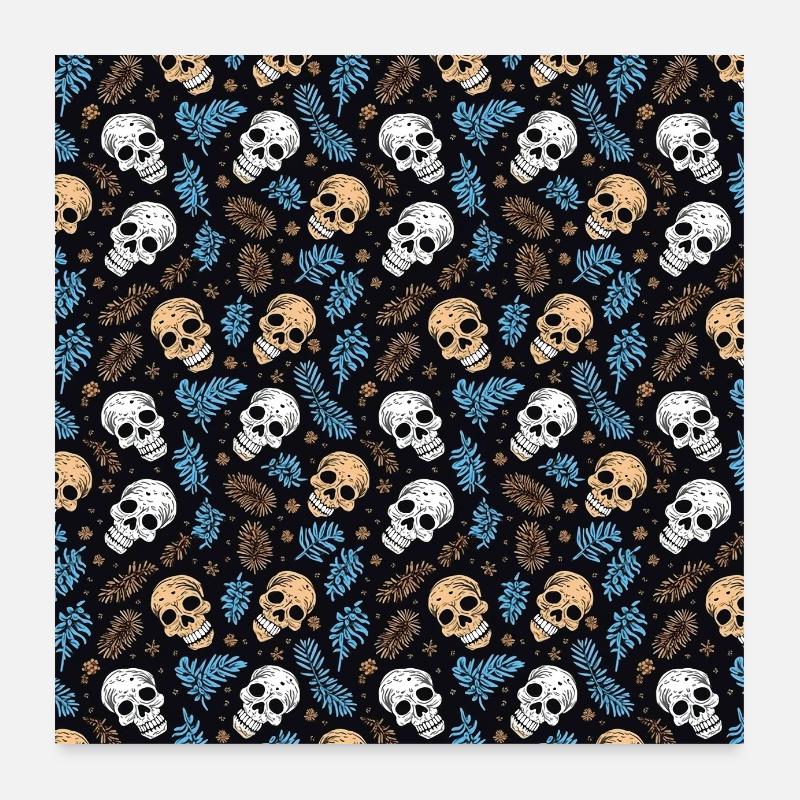 Totenköpfe Nahtloses Muster Gothic Dark Halloween Poster 60x60 cm