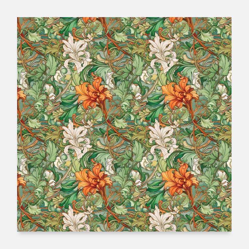 Blumen Nahtloses Muster Blumen Glückliche Blütenkunst Poster 60x60 cm