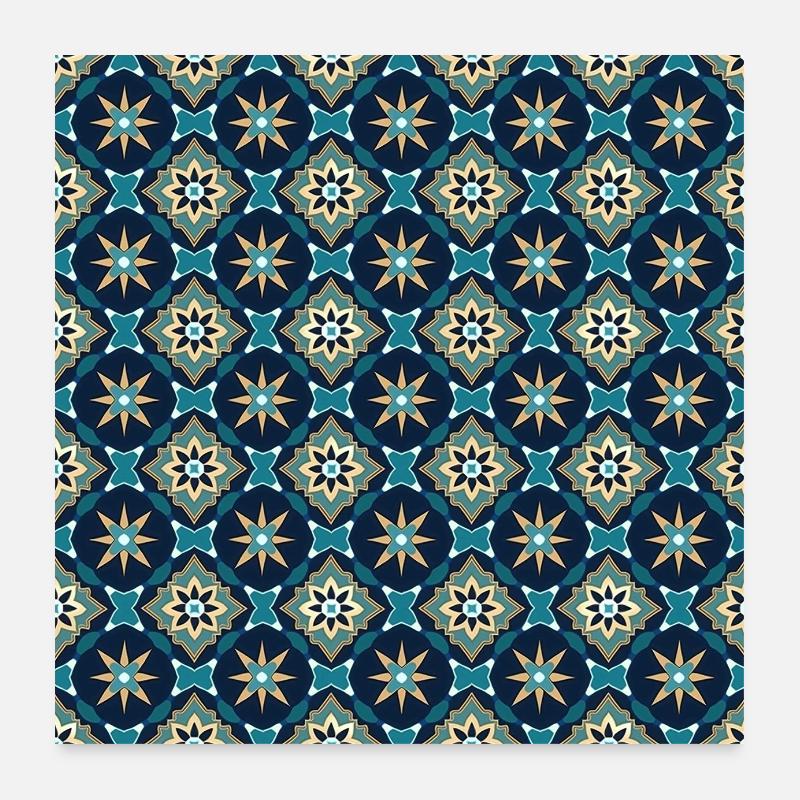 Tiles Seamless Pattern Motif Geometric Modern Art - Poster 24" x 24" (60x60 cm) - white