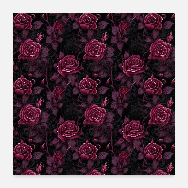 Roses Seamless Pattern Beautiful Elegant Aesthetic Poster 24" x 24" (60x60 cm)
