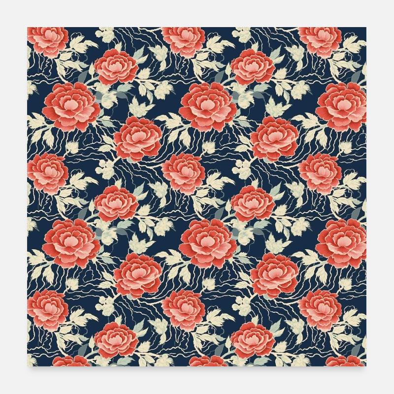 Roses Seamless Pattern Beautiful Elegant Aesthetic Poster 24" x 24" (60x60 cm)