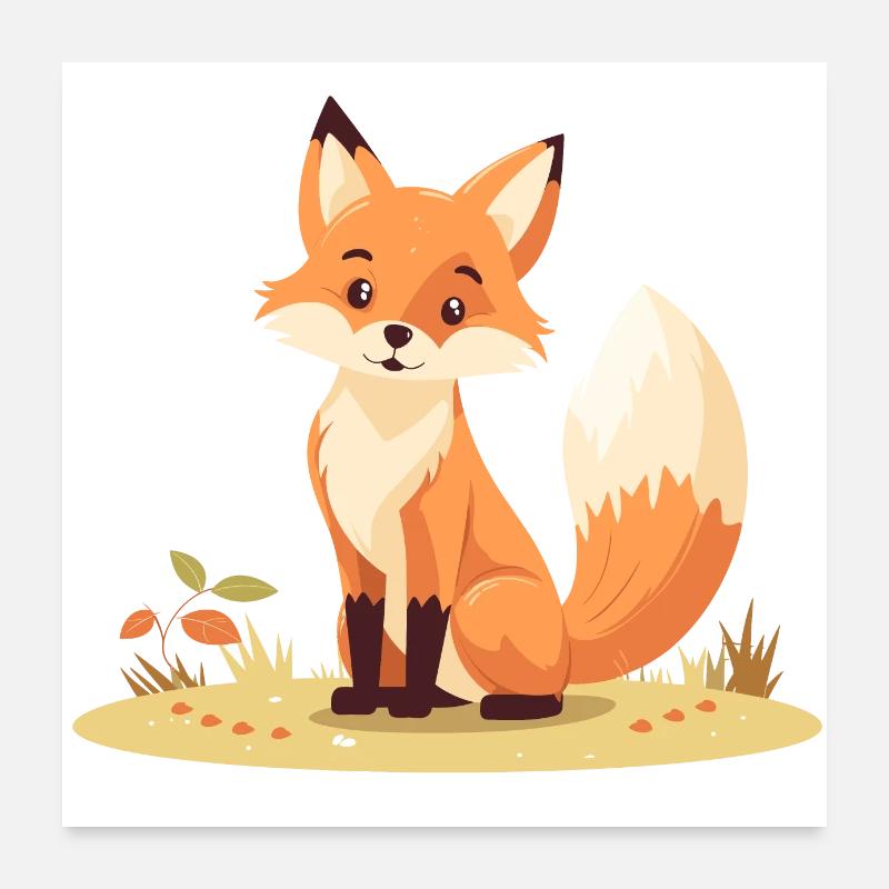 Junger Fuchs Clipart Rotfuchs Poster 60x60 cm