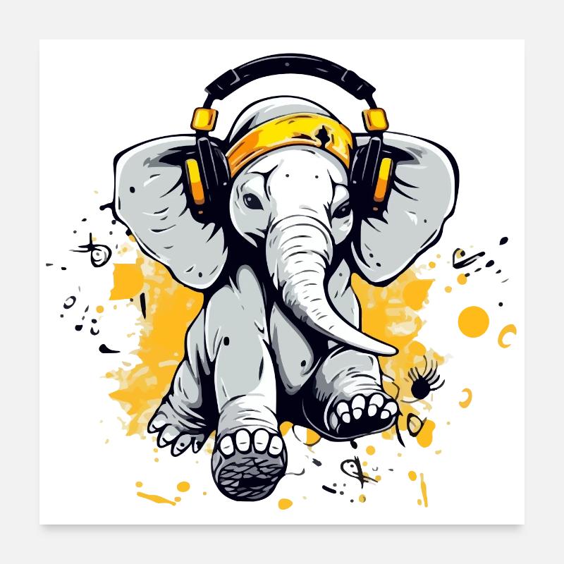 Lobi, der tanzende Elefant Poster 60x60 cm