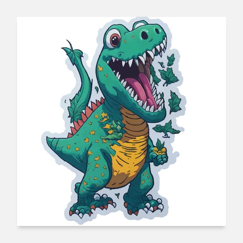 Dinosaurs funny cool Poster 24" x 24" (60x60 cm)