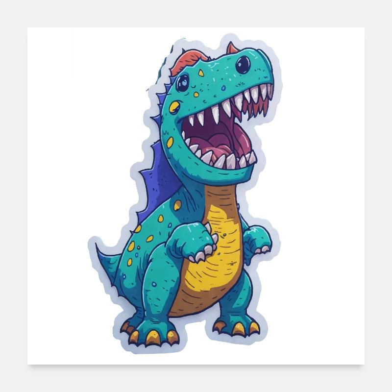 Dinosaures drôle cool Poster 60 x 60 cm