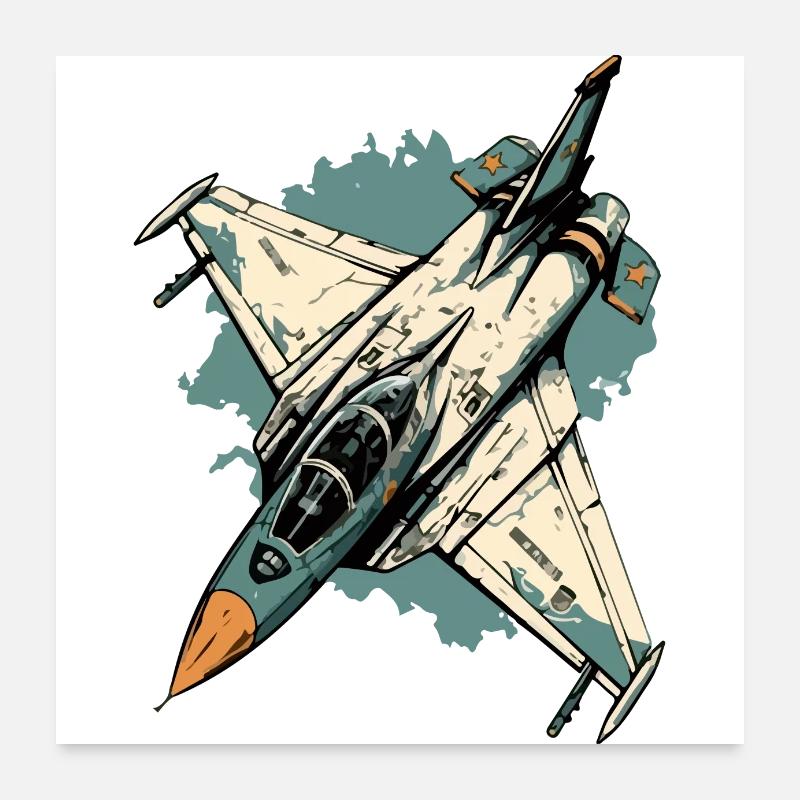 Blaues Sturmflugzeug Poster 60x60 cm