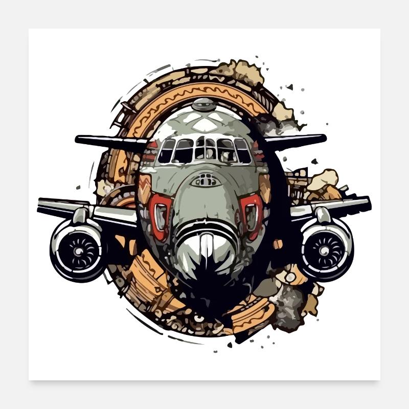 Avion transport requin Poster 60 x 60 cm