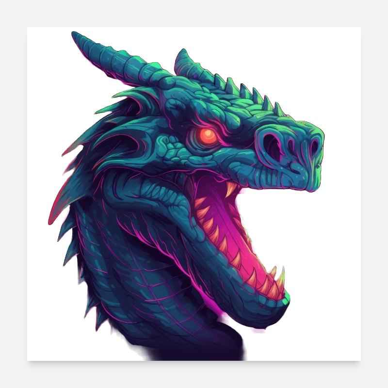Dragonwave A Synthwave Dragon s Adventure Poster 60 x 60 cm