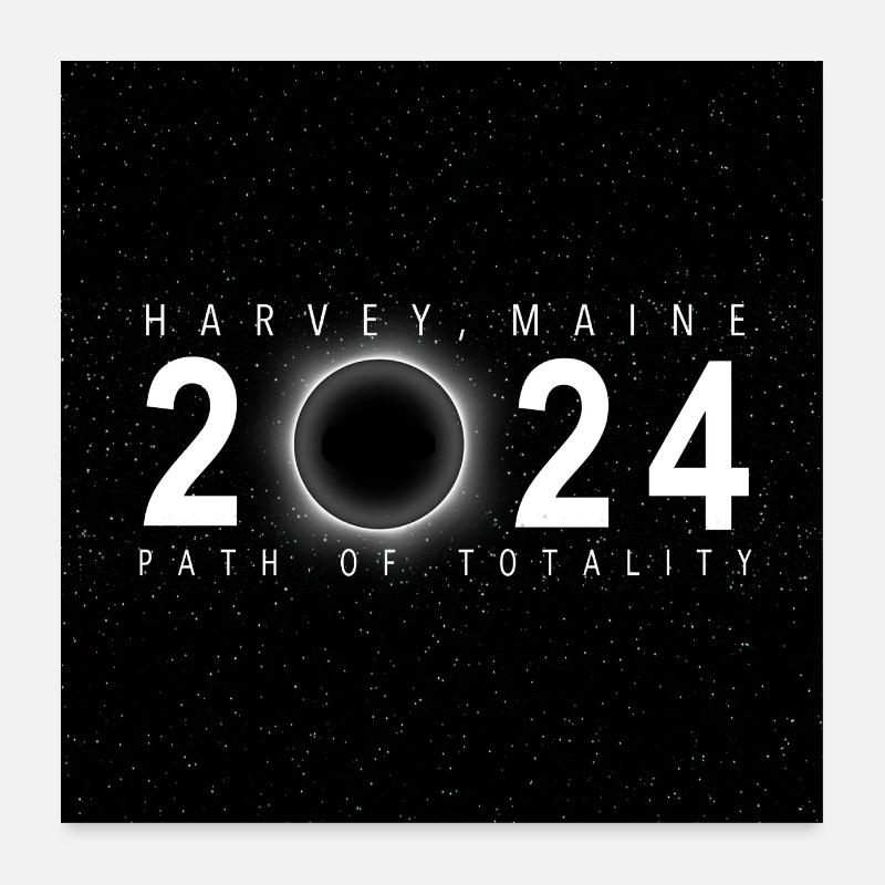 Harvey Maine 2024 Eclipse Souvenir Cool Memento - Poster 60 x 60 cm - blanc