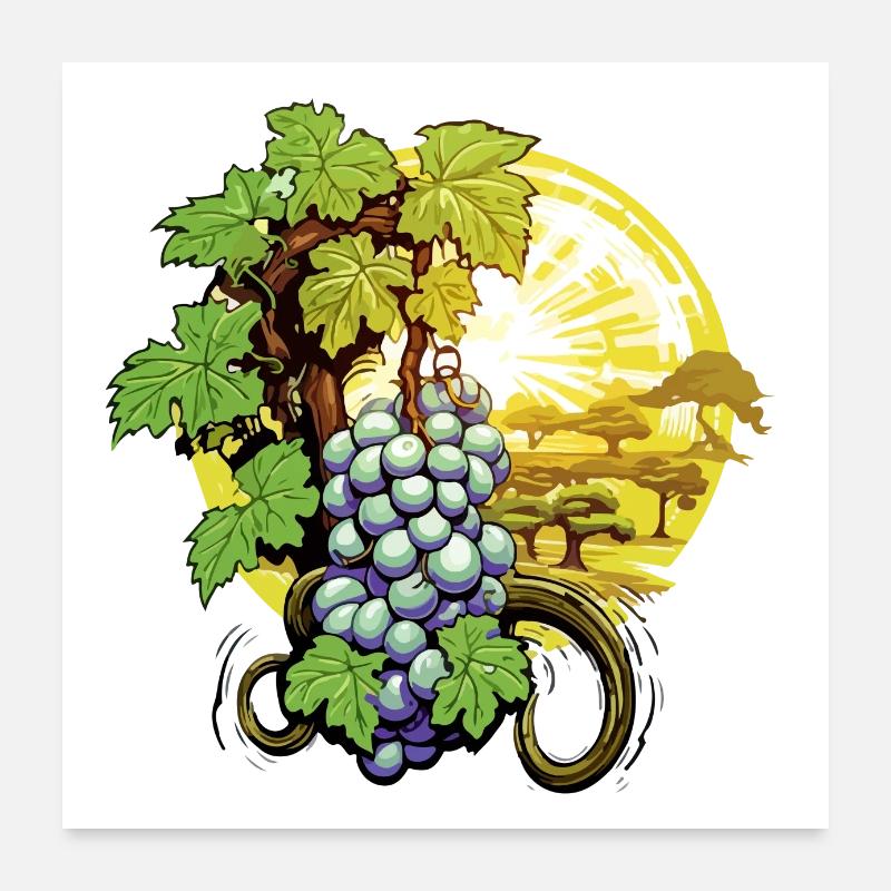 Grappe de raisin au soleil Poster 60 x 60 cm