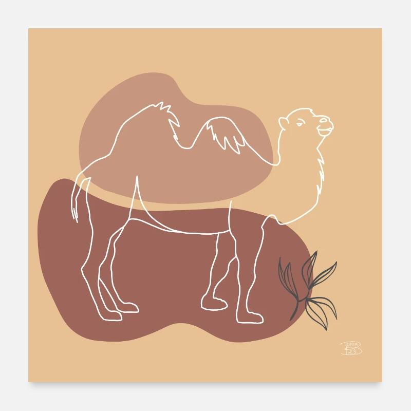« Camel », Boho Line Art Design, série « Desert » Poster 60 x 60 cm