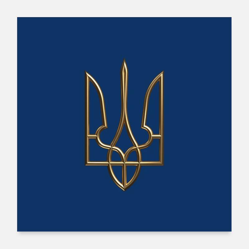Armoiries de l’Ukraine Bouclier Trident Trident Wire Look 1 Poster 60 x 60 cm