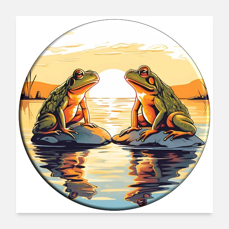 Two frogs enjoying the sunset Poster 24" x 24" (60x60 cm)