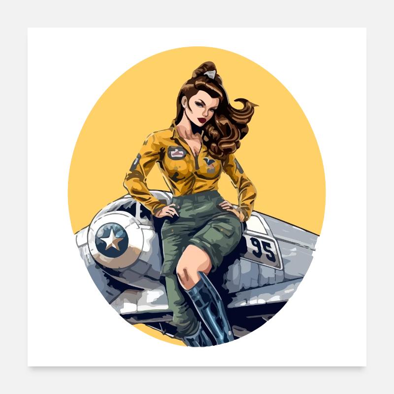 Pinup Maelle pilot Poster 24" x 24" (60x60 cm)