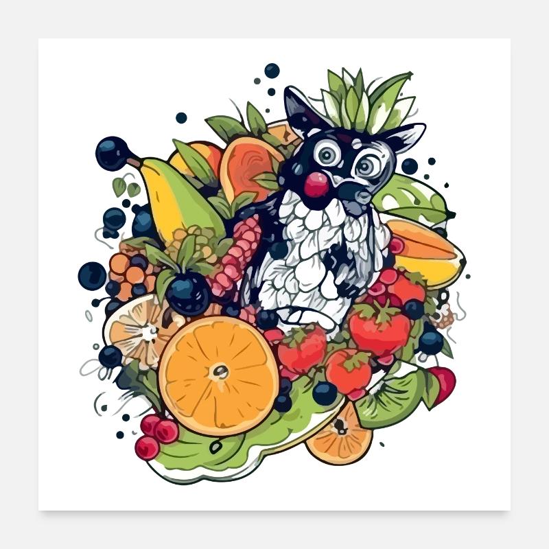 Chouette dans les fruits Poster 60 x 60 cm