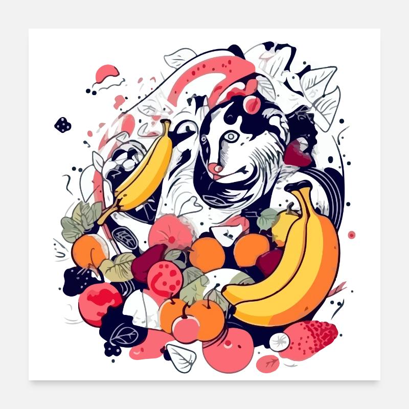 Félix dans les fruits Poster 60 x 60 cm