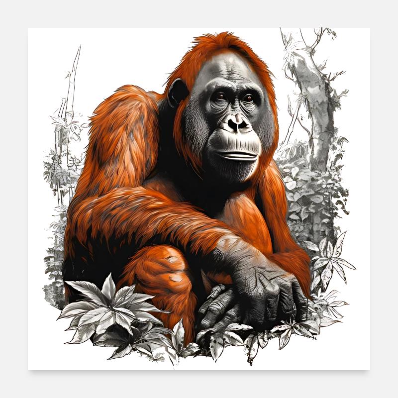 Les orangs-outans vivent à Bornéo et à Sumatra Poster 60 x 60 cm