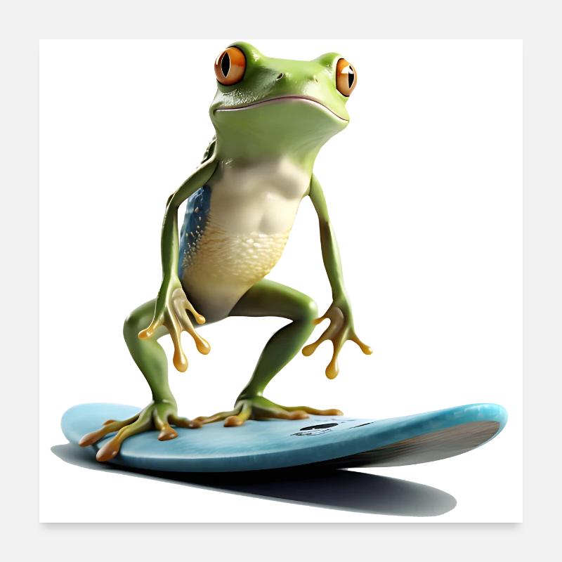 Surf de grenouilles Poster 60 x 60 cm
