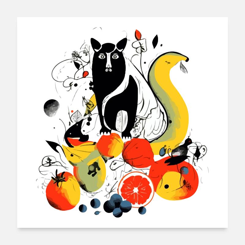 Eddy the Fruit Cat Poster 24" x 24" (60x60 cm)