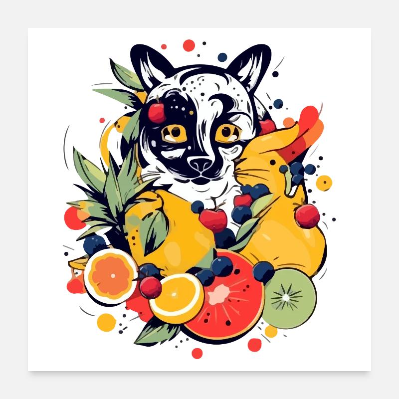 Alo le guépard dans les fruits Poster 60 x 60 cm