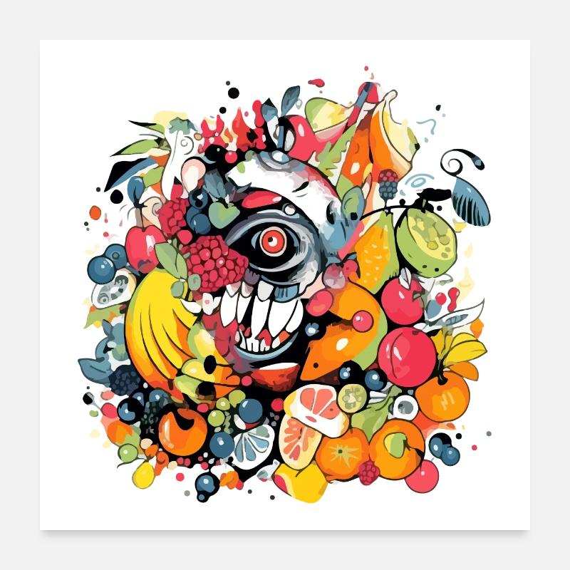 Monstro fruits n°2 Poster 60 x 60 cm