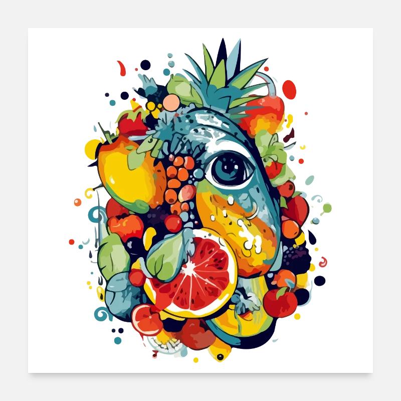 Le cyclope aux fruits Poster 60 x 60 cm