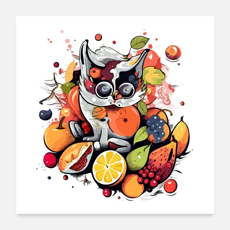 Léo le chat fruit Poster 60 x 60 cm