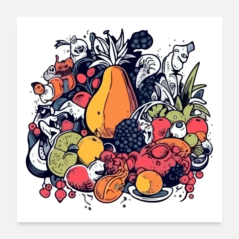 Anifruits n 4 Poster 60x60 cm