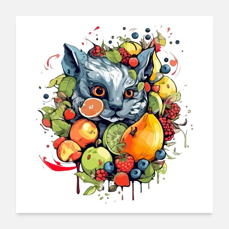 Tigri in den Früchten Poster 60x60 cm