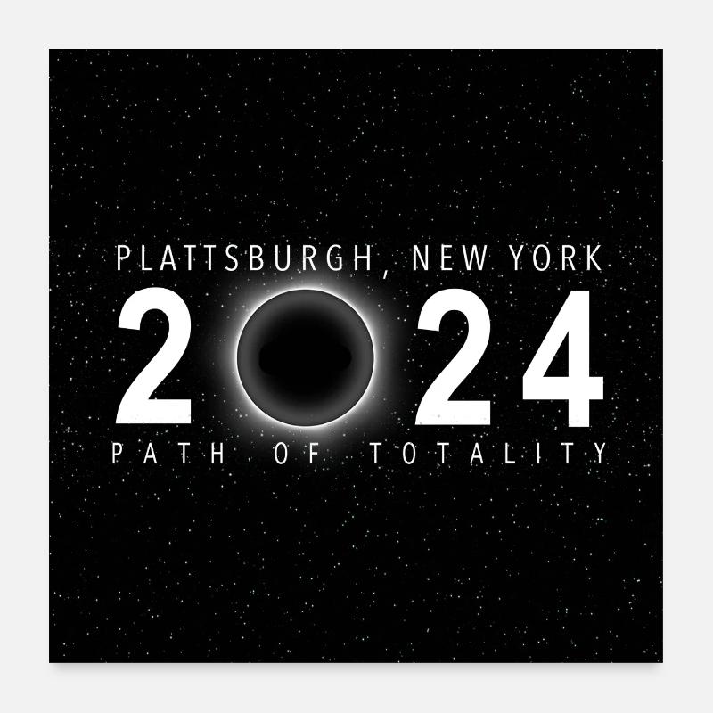 Plattsburgh New York 2024 Eclipse Souvenir Cool Poster 60 x 60 cm